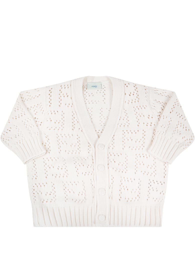 Fendi Ivory Cardigan For Babykids - Ivory