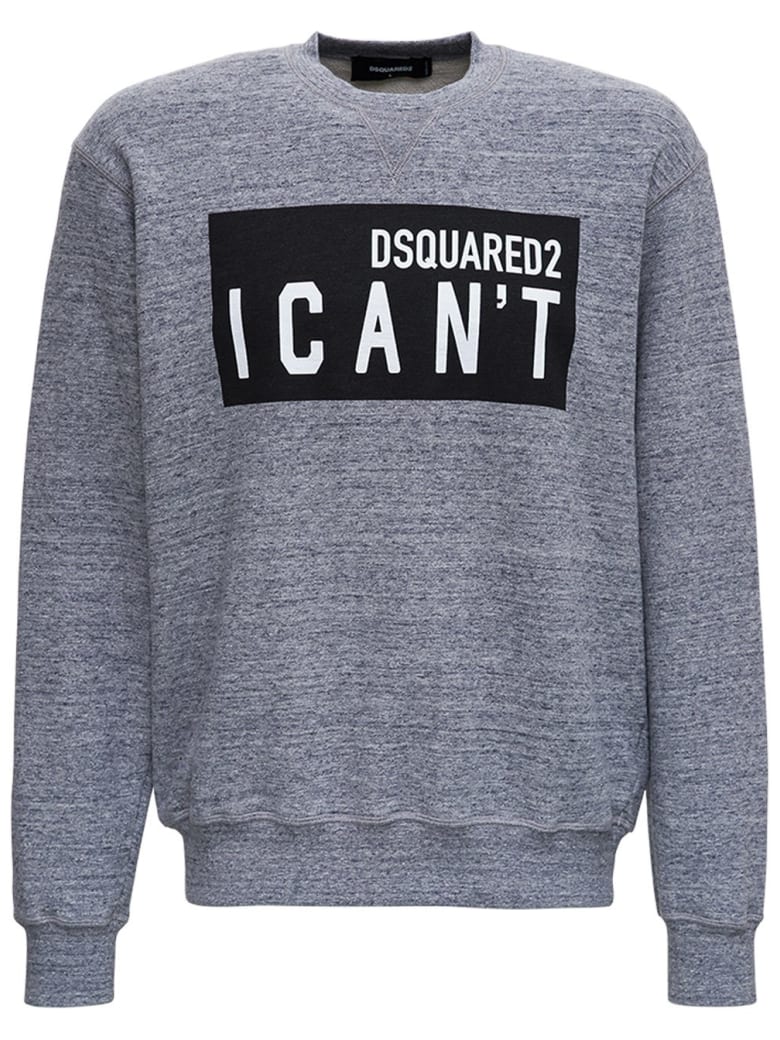 Dsquared2 Cotton Sweatshirt With "i Can't" Print - Grey