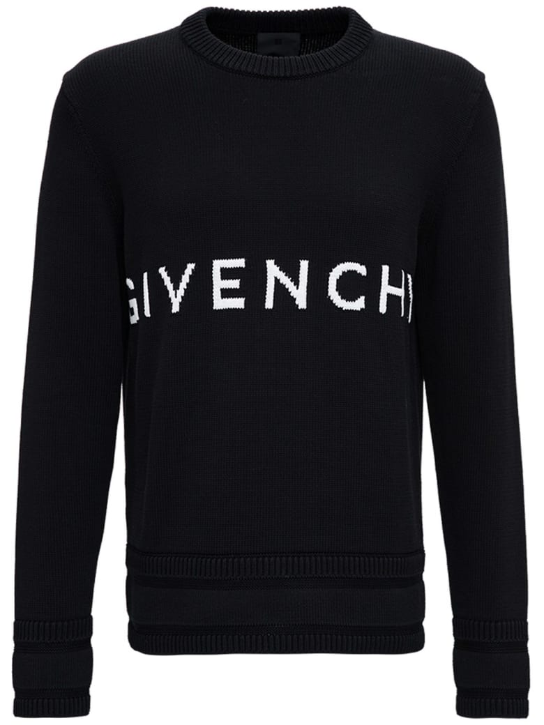 Givenchy Black Cotton Sweater With Logo - Black