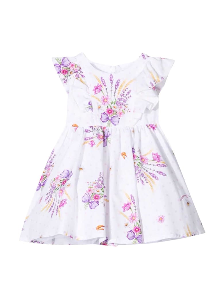 Monnalisa White Dress - Bianco e Rosa