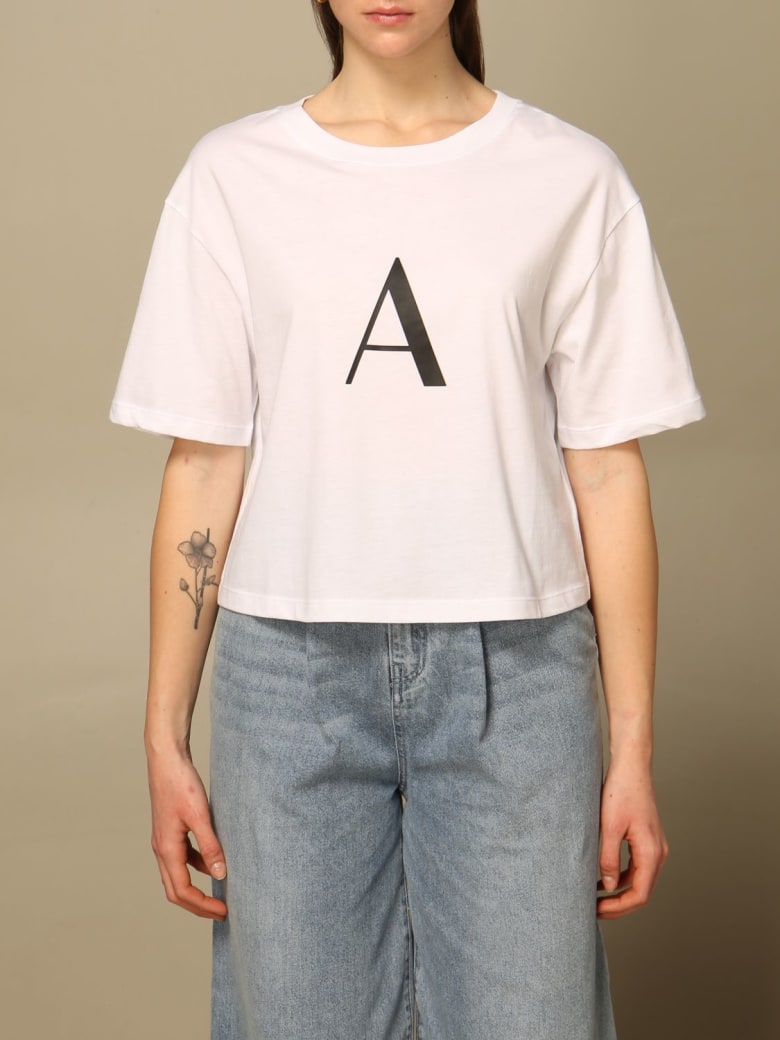 Armani Collezioni Armani Exchange T-shirt Armani Exchange Cropped T-shirt With Logo - White