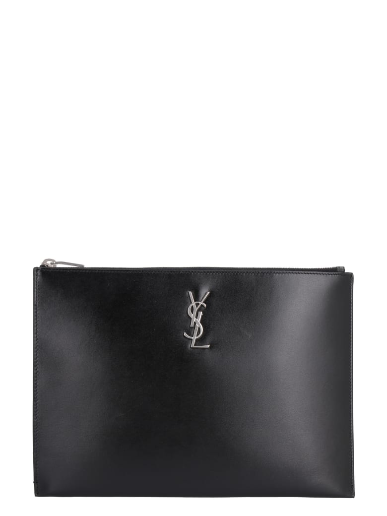 Saint Laurent Leather Tablet Pouch - Nero