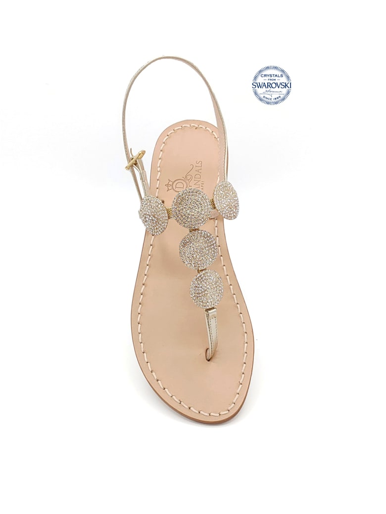 Dea Sandals Fari Di Capri 5c Jewel Thong Sandals - gold, natural crystal