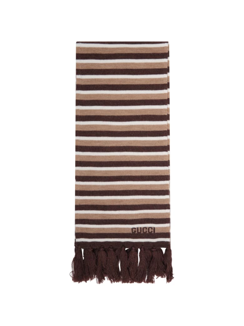 Gucci Multicolor Scarf For Kids With Logo - Beige