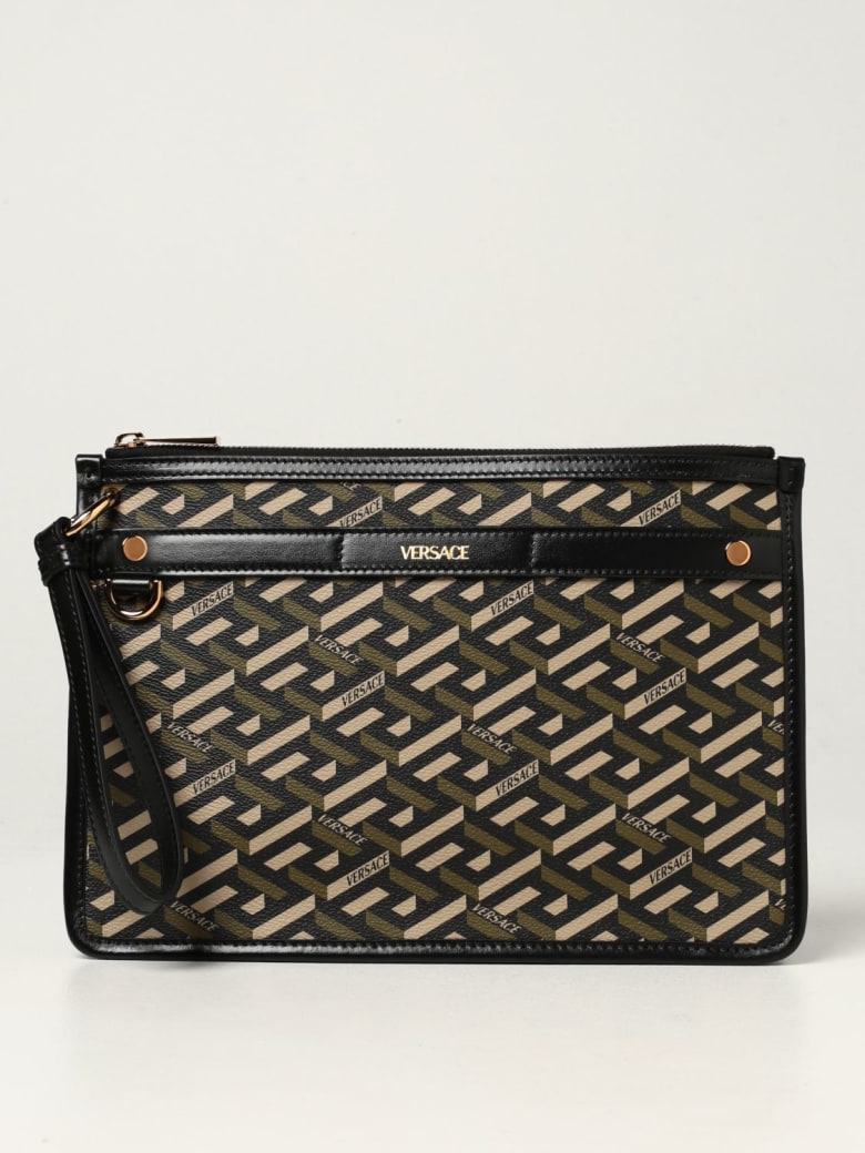 Versace Briefcase La Greca Signature Versace Canvas Bag - Black