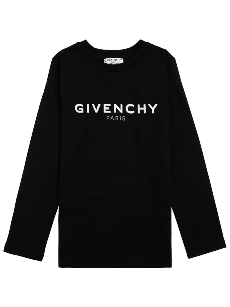 Givenchy Long-sleeved T-shirt In Black Cotton With Logo - Black