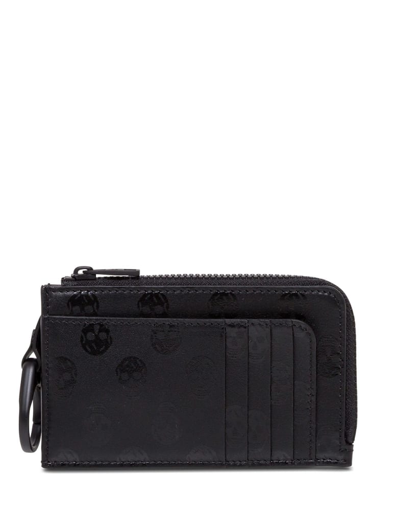 Alexander McQueen Skull Card Holder In Black Leather - Black