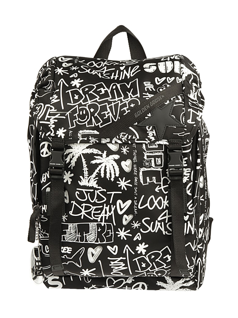 Golden Goose Journey Backpack Printed Nylon Body - Nero