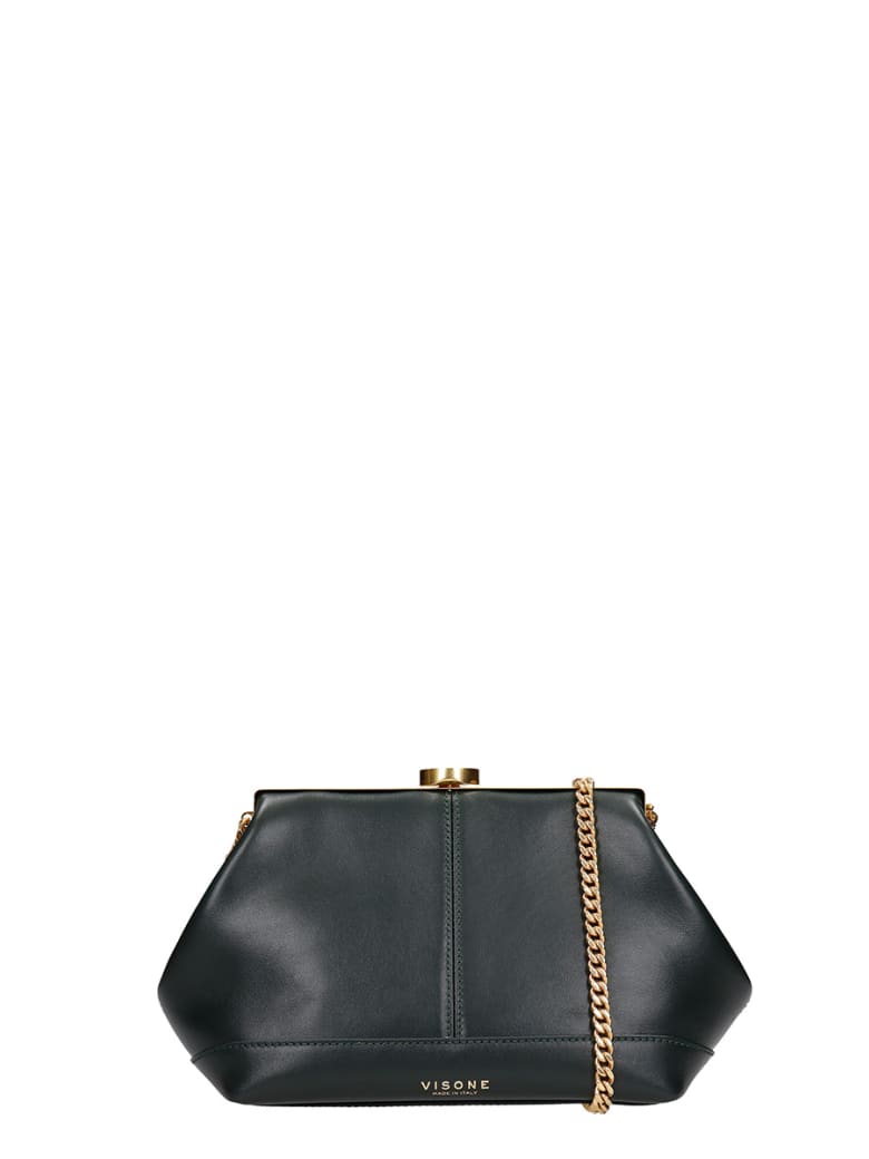 Visone Clutch In Green Leather - green