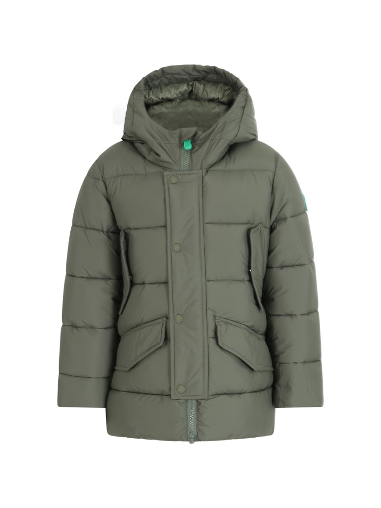 Save the Duck Green Jacket For Boy With Iconic Patch - Green