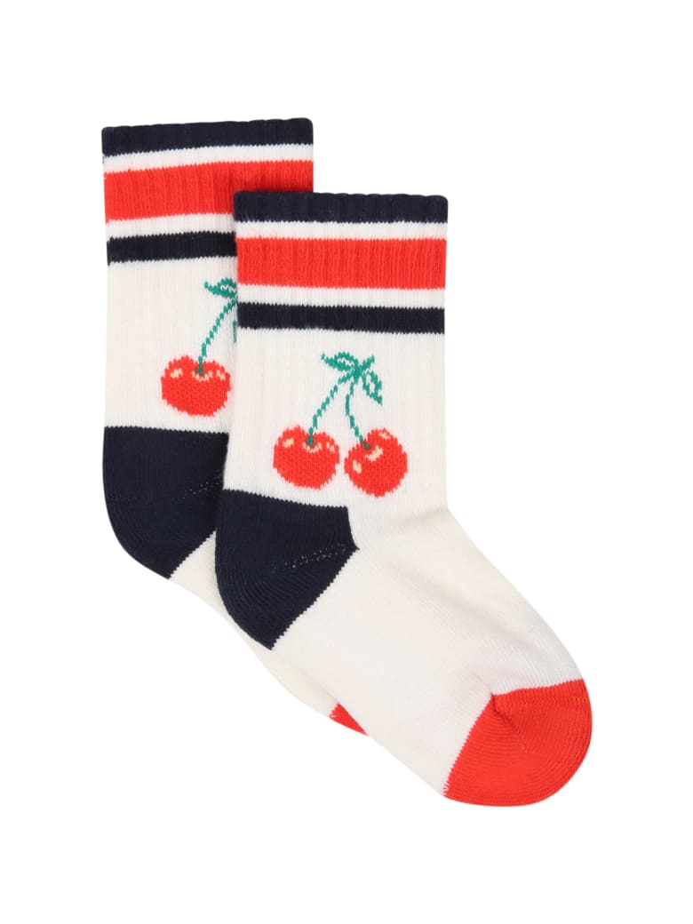 Happy Socks Ivory Socks For Girl With Cherry - Ivory