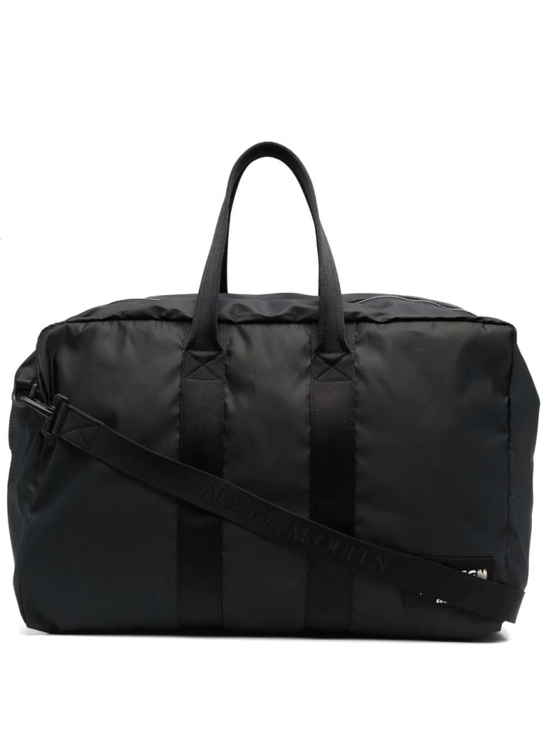 Alexander McQueen Man Black Mcqueen Graffiti Travel Bag - Black/black off white