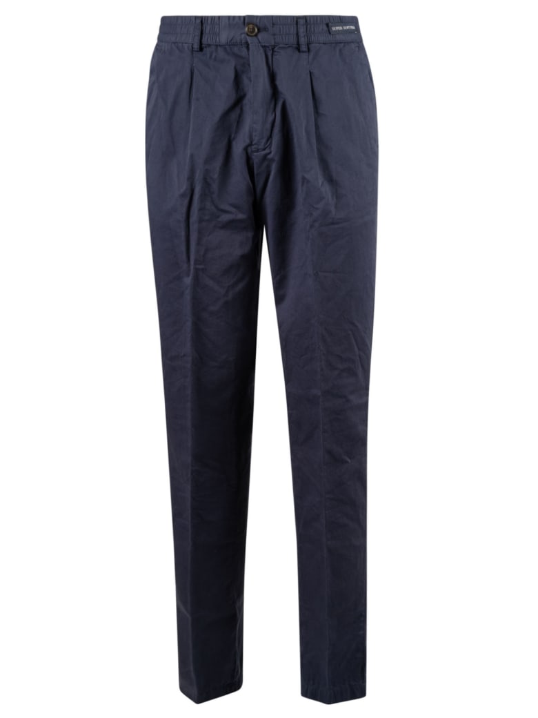 Paul&Shark Ribbed Waist Plain Trousers - Blue