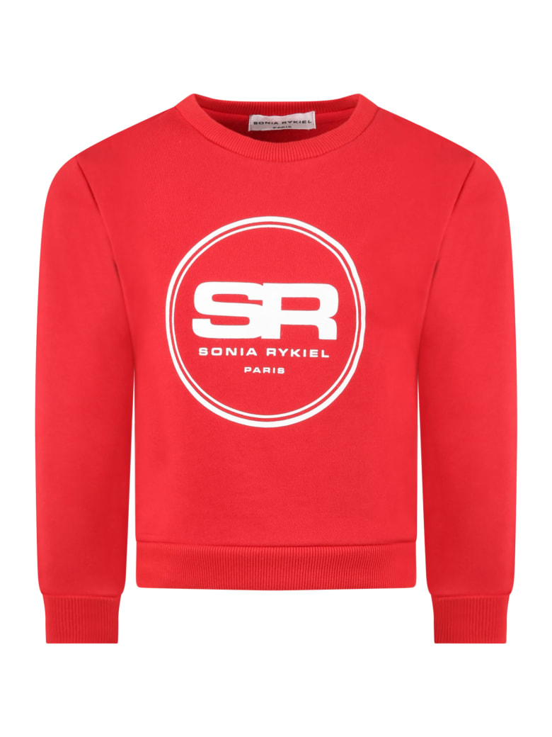 Sonia Rykiel Red Sweatshirt For Girl With Logos - Red