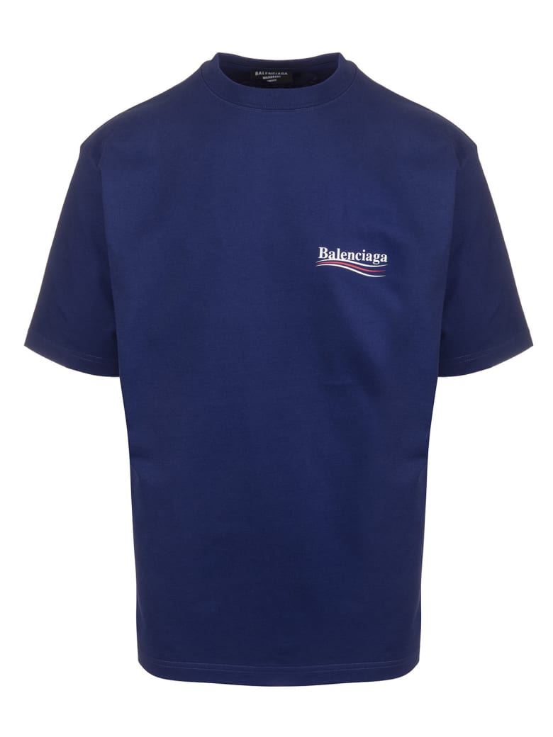 Balenciaga Unisex Blue "political Campaign" T-shirt - Pacific blue/white