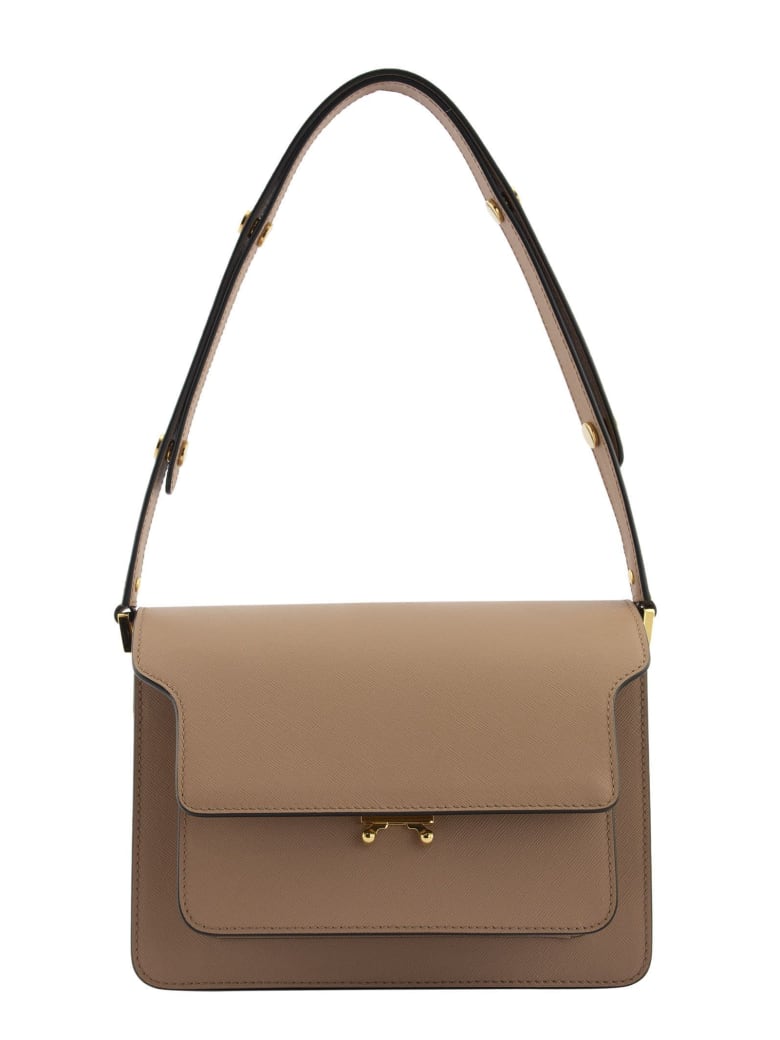 Marni Trunk Bag In Mono-coloured Saffiano Calfskin - Brown