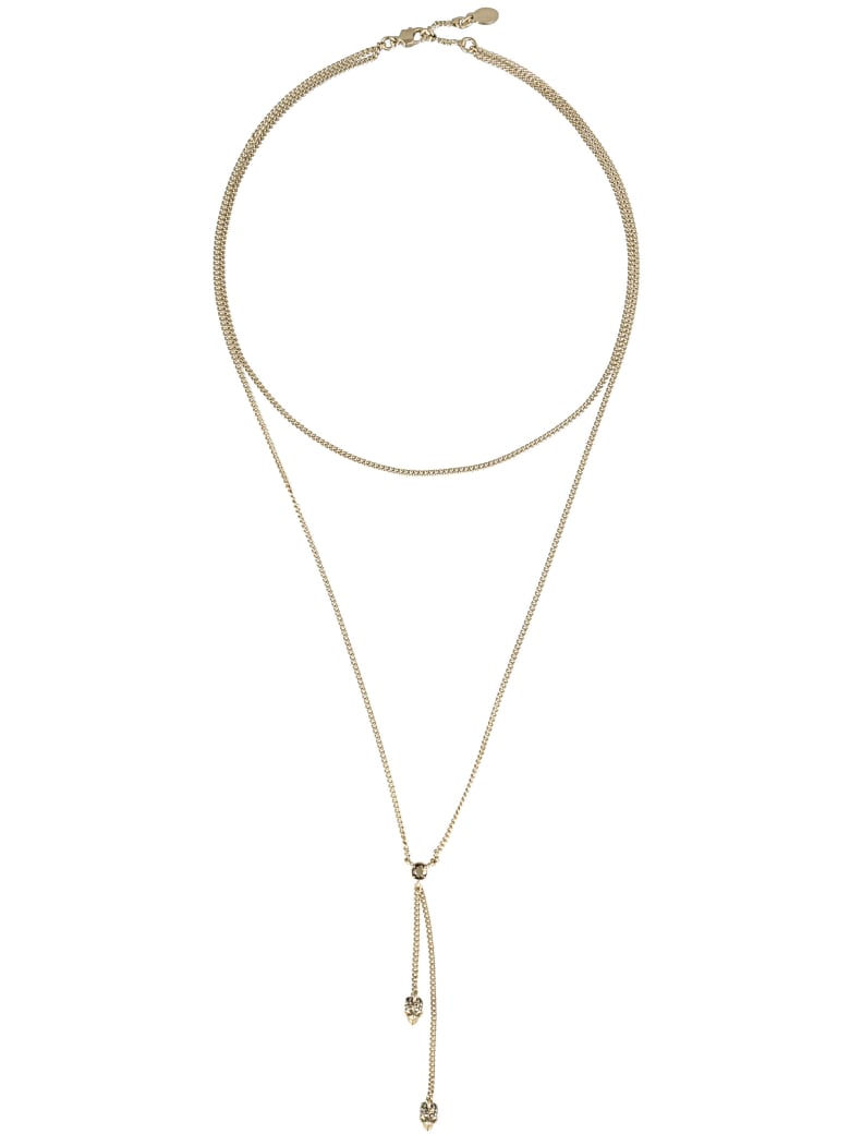 Alexander McQueen Double Wrap Skull Necklace - Gold