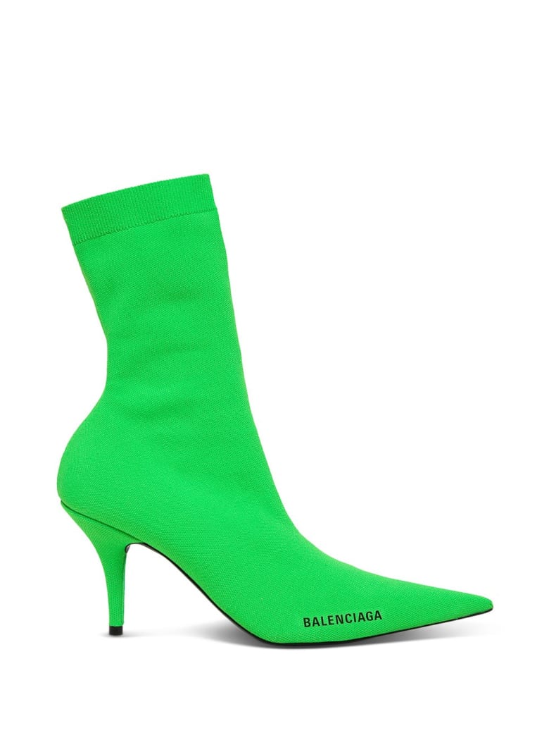 Balenciaga Knife Ankle Boots With Logo - Green