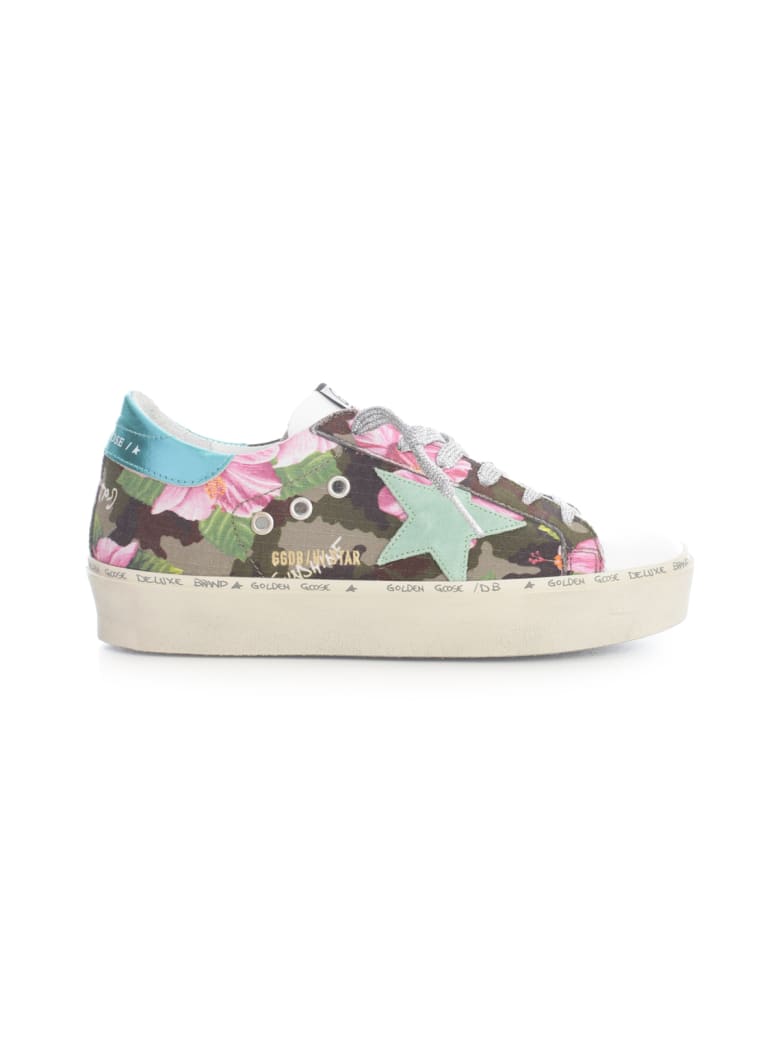 Golden Goose Hi Star Camouflage Hibiscus Upper Suede Star Laminated Heel - Multi