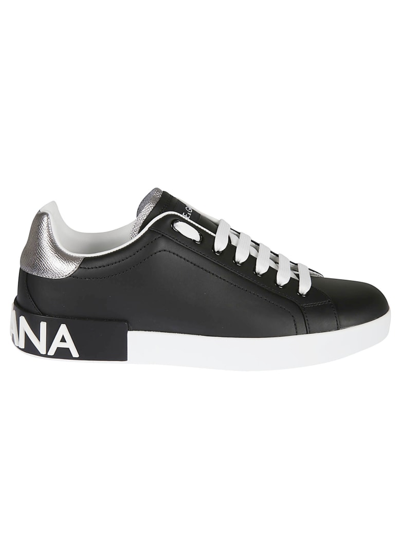 Dolce & Gabbana Leather Sneakers - Black Silver