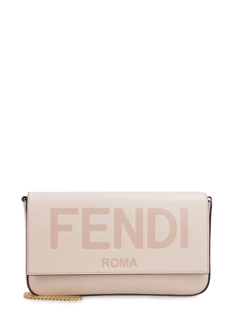 Fendi Leather Wallet On Chain - Pink