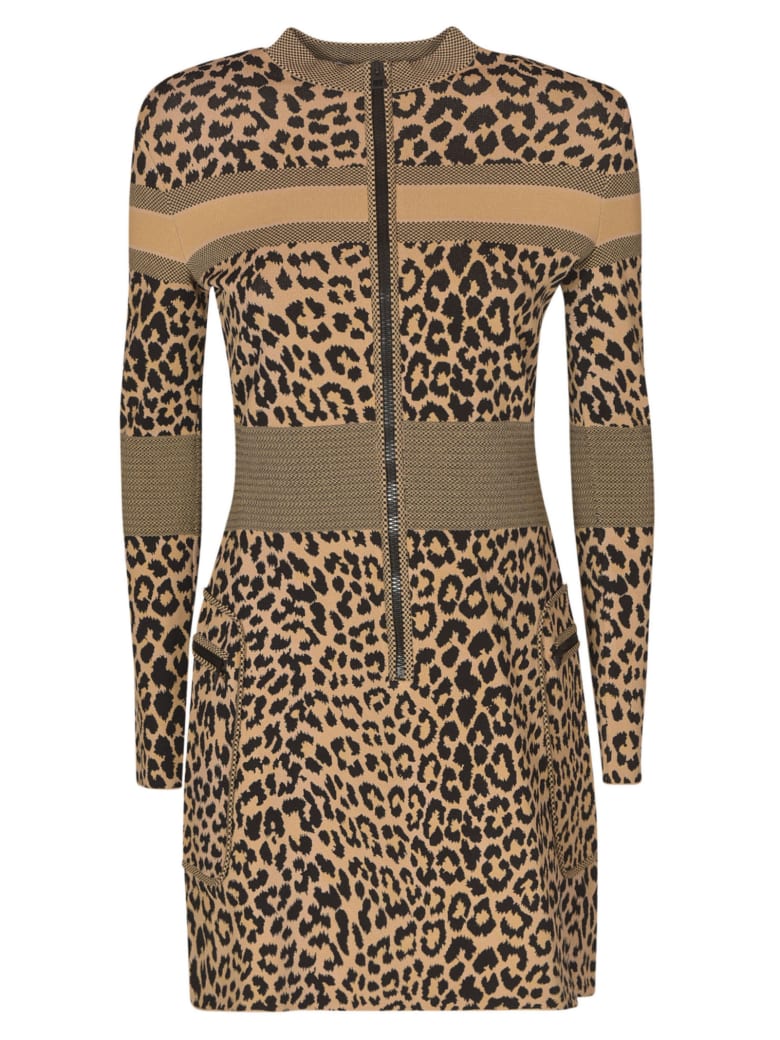 Christian Dior Back Logo Animal Print Dress