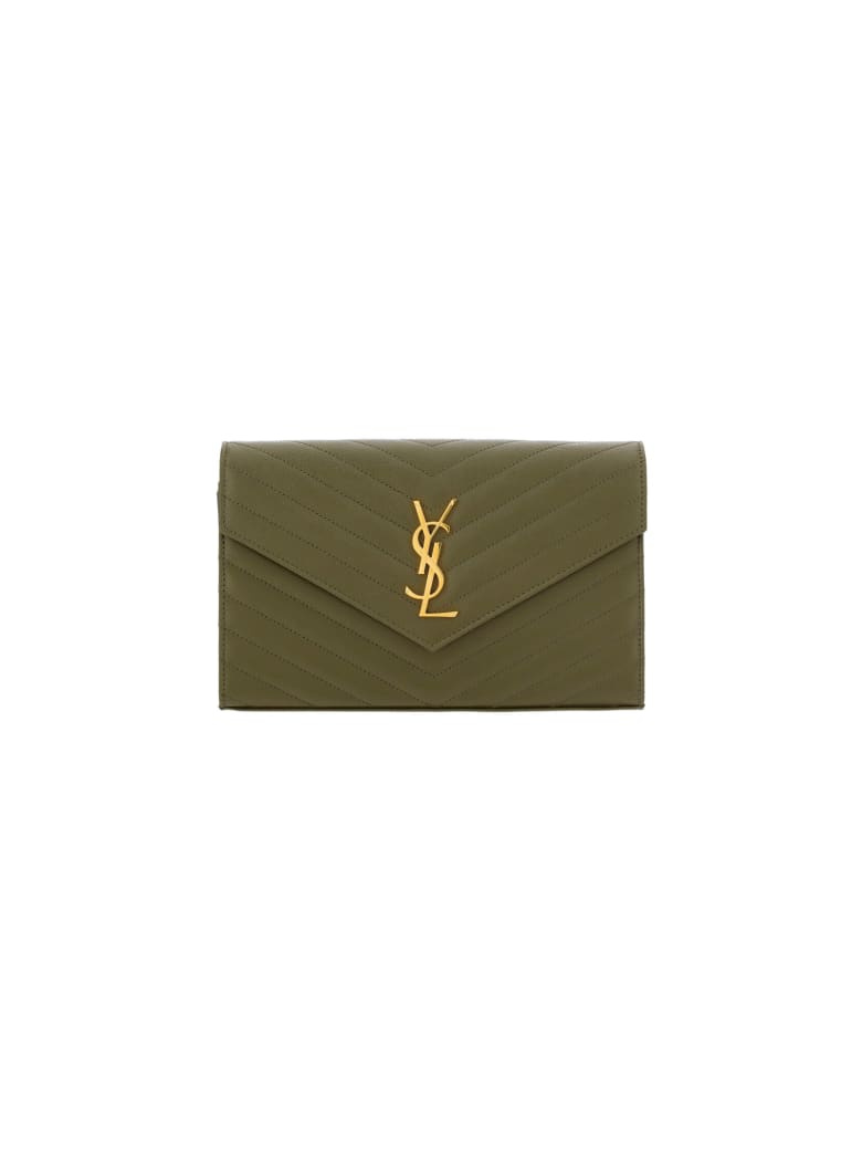 Saint Laurent Monogram Chain Wallet - Vert kaki