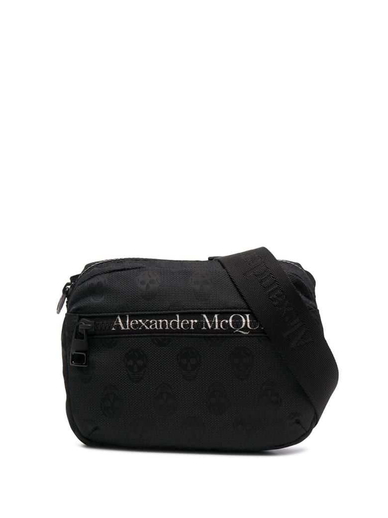 Alexander McQueen Man Black Biker Skull Urban Waist Bag - Nero