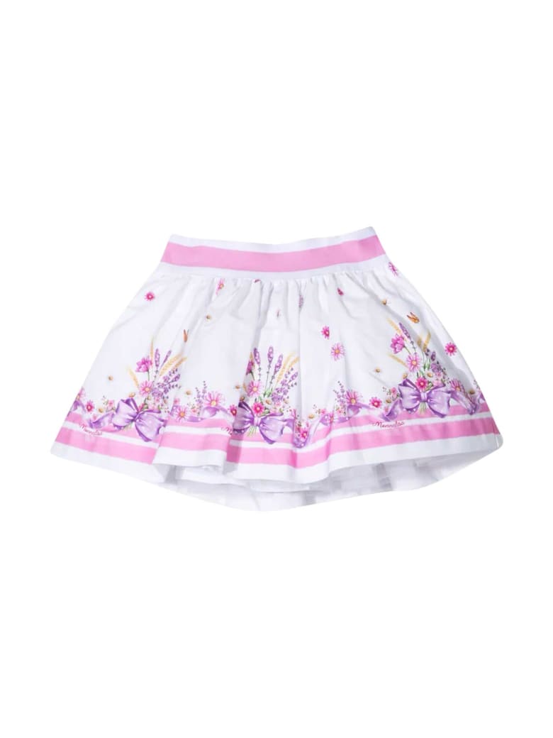 Monnalisa Pleated Skirt - Bianco e Rosa