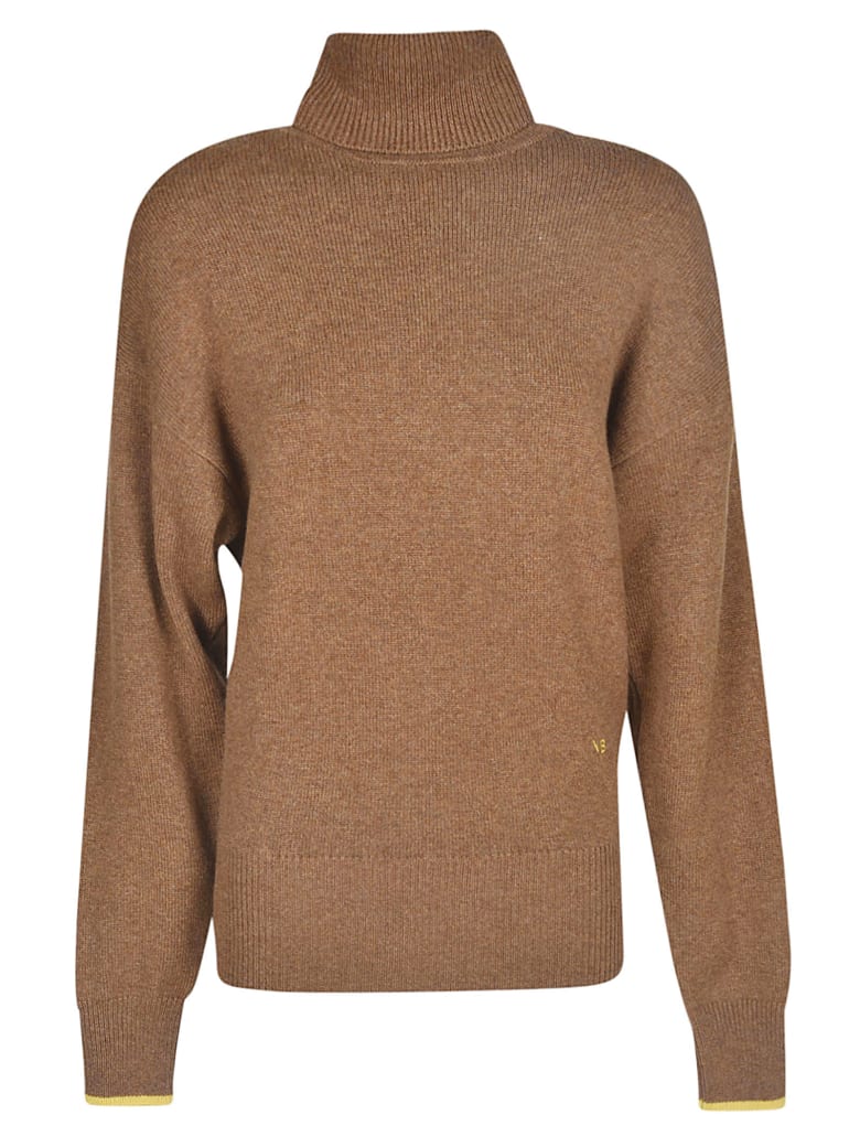 Victoria Beckham Embroidered Turtleneck Sweater - Brown/Yellow