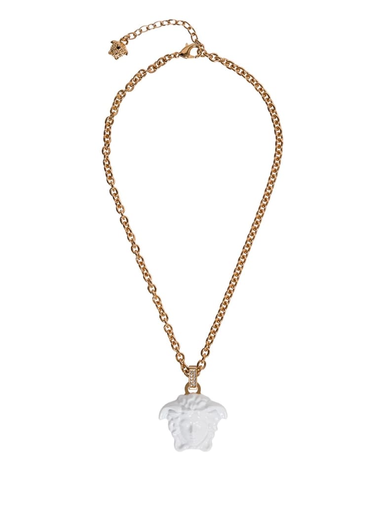 Versace Medusa Necklace In Painted White Metal