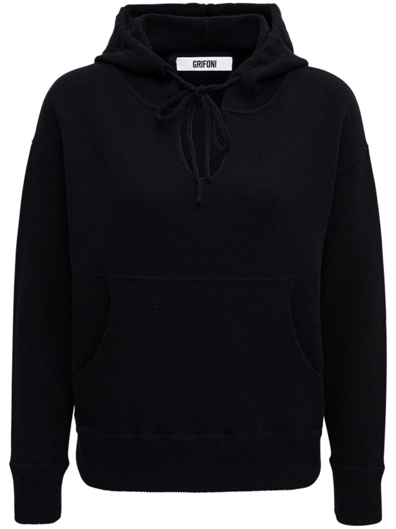 Mauro Grifoni Black Cahsmere Hoodie - Black