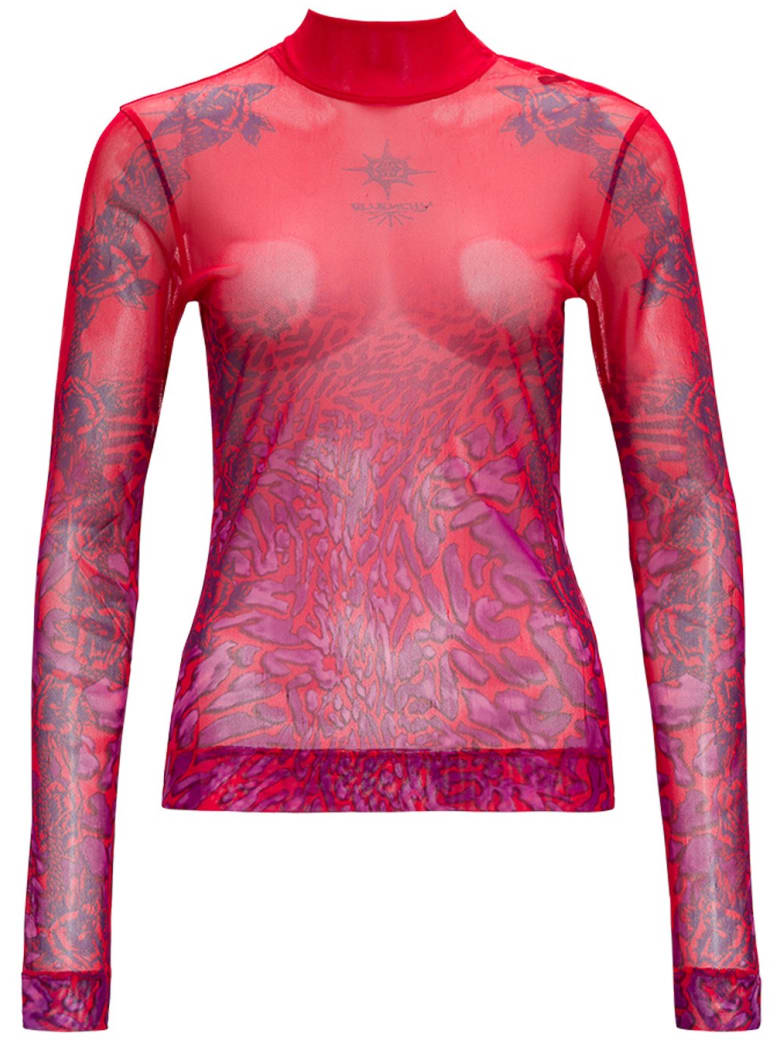 Givenchy Transparent Printed Long Sleeves T-shirt - Red