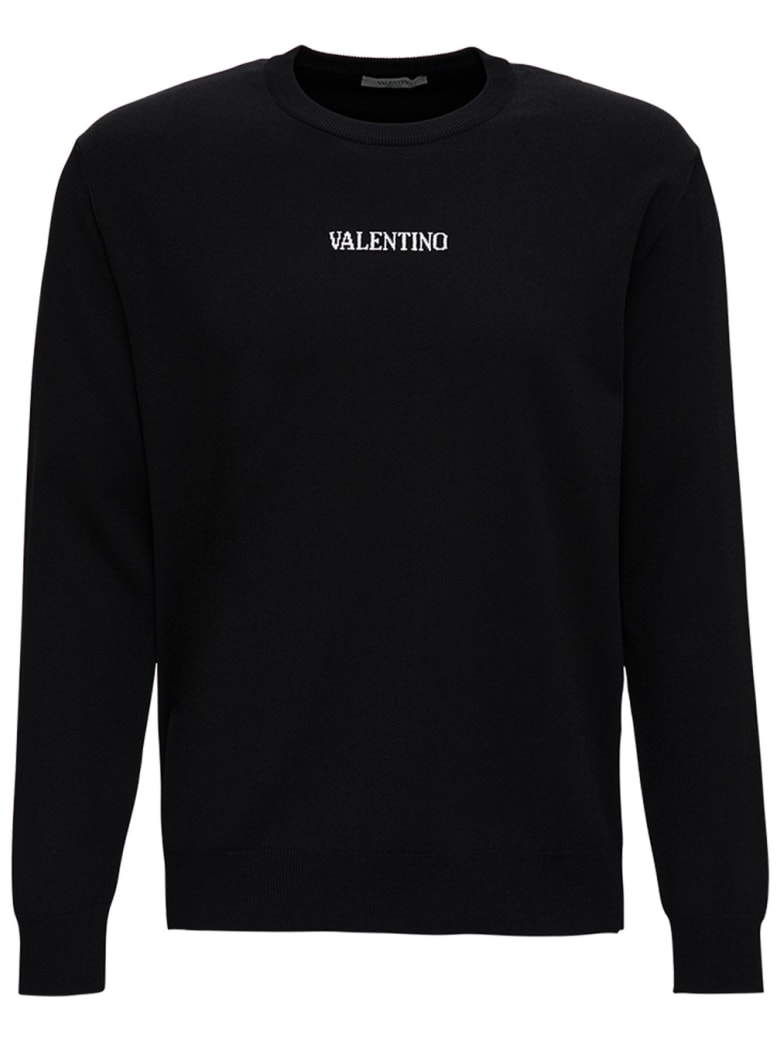 Valentino Viscose Sweater With Logo - Black