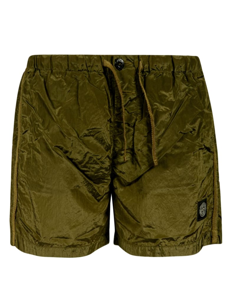 Stone Island Logo Patch Boxer Shorts - Khaki