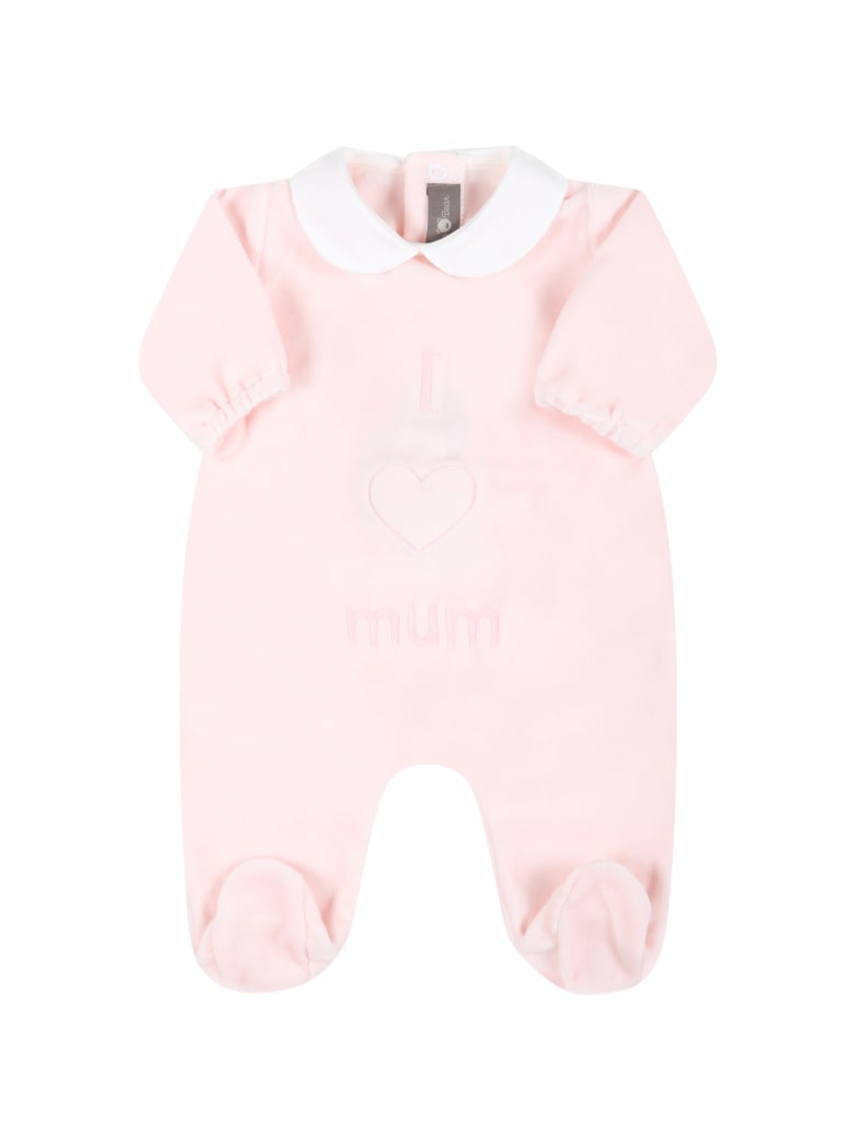 Little Bear Pink Babygrow For Baby Girl With Writing - Pink