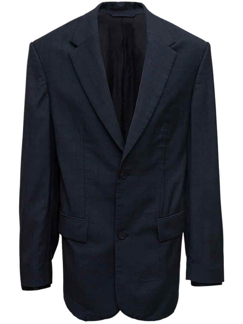 Balenciaga Black Single Breasted Wool Blazer - Black