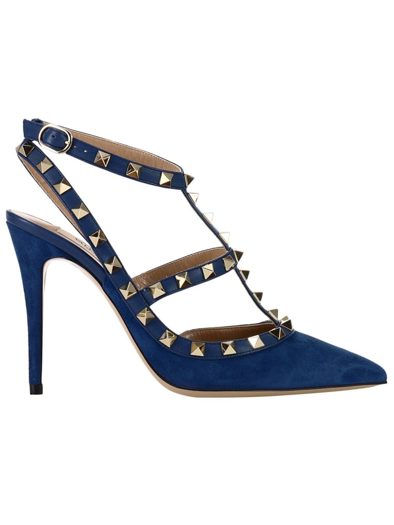 Valentino Garavani Pumps Rockstud Ankle Strap In Suede And Nappa With ...