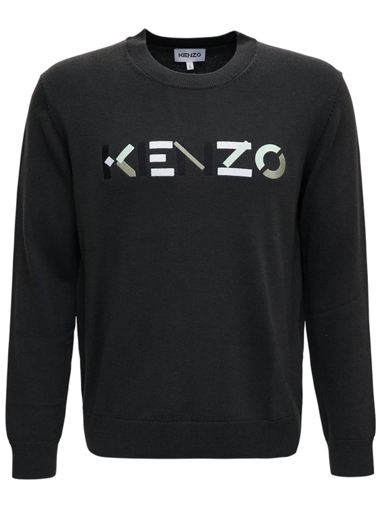 Kenzo Grey Wool Sweater With Logo - Grey