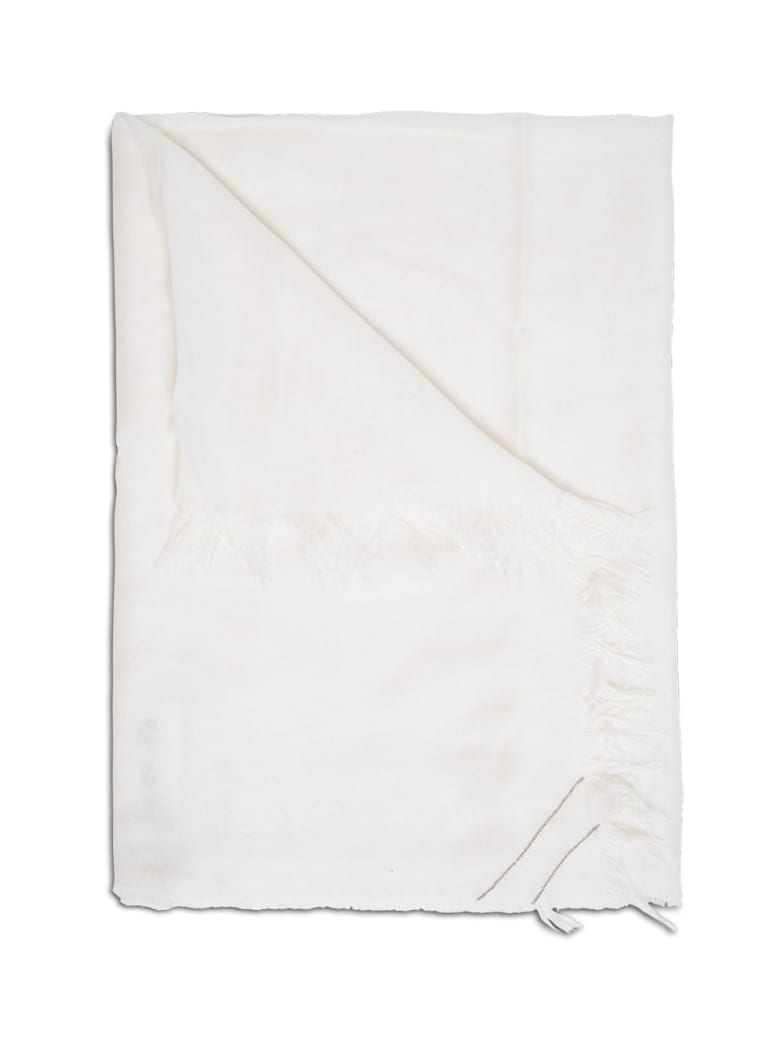 Fabiana Filippi White Cashmere Blend Scarf With Glitter Detail - White