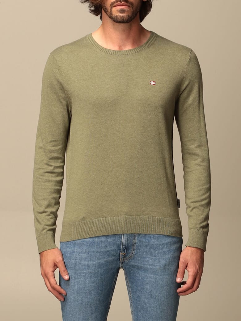 Napapijri Sweater Napapijri Crewneck Sweater With Logo - Kaki