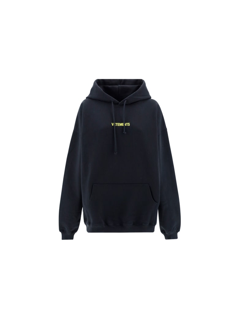 VETEMENTS Hoodie - Black/neon yellow