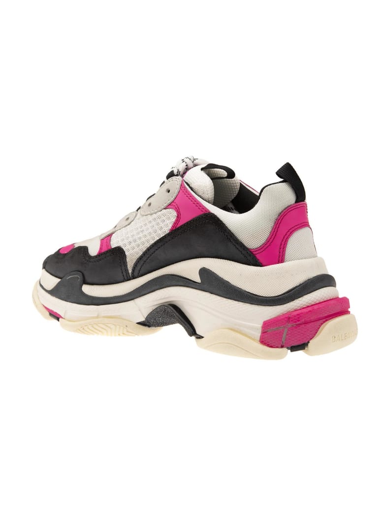 Balenciaga White, Black And Pink Woman Triple S Sneakers | italist