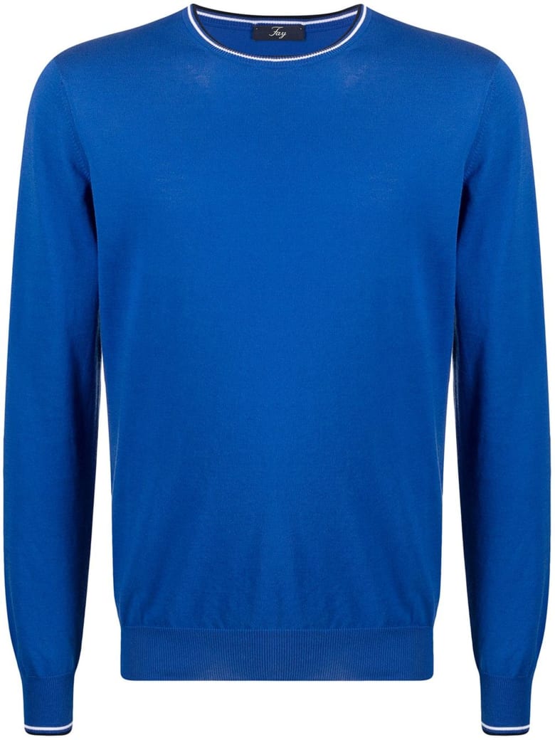 Fay Blue Cotton Jumper - Blu