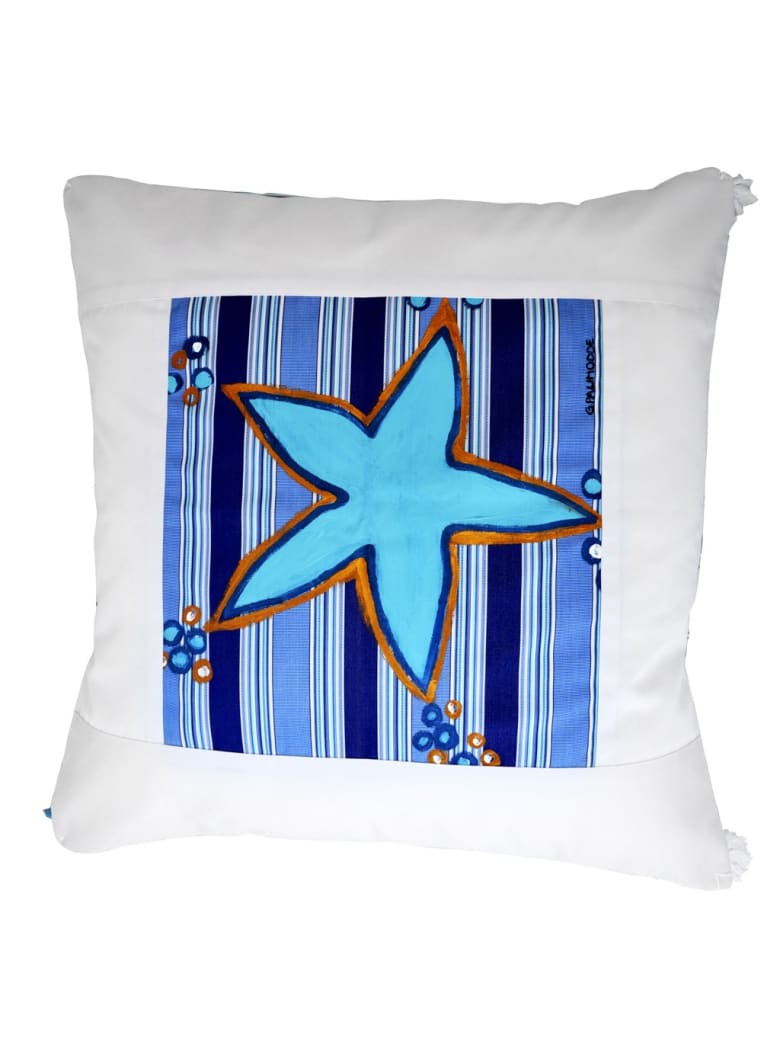 Le Botteghe su Gologone Hand Painted Cushions 100x100 Cm - Blue Fantasy