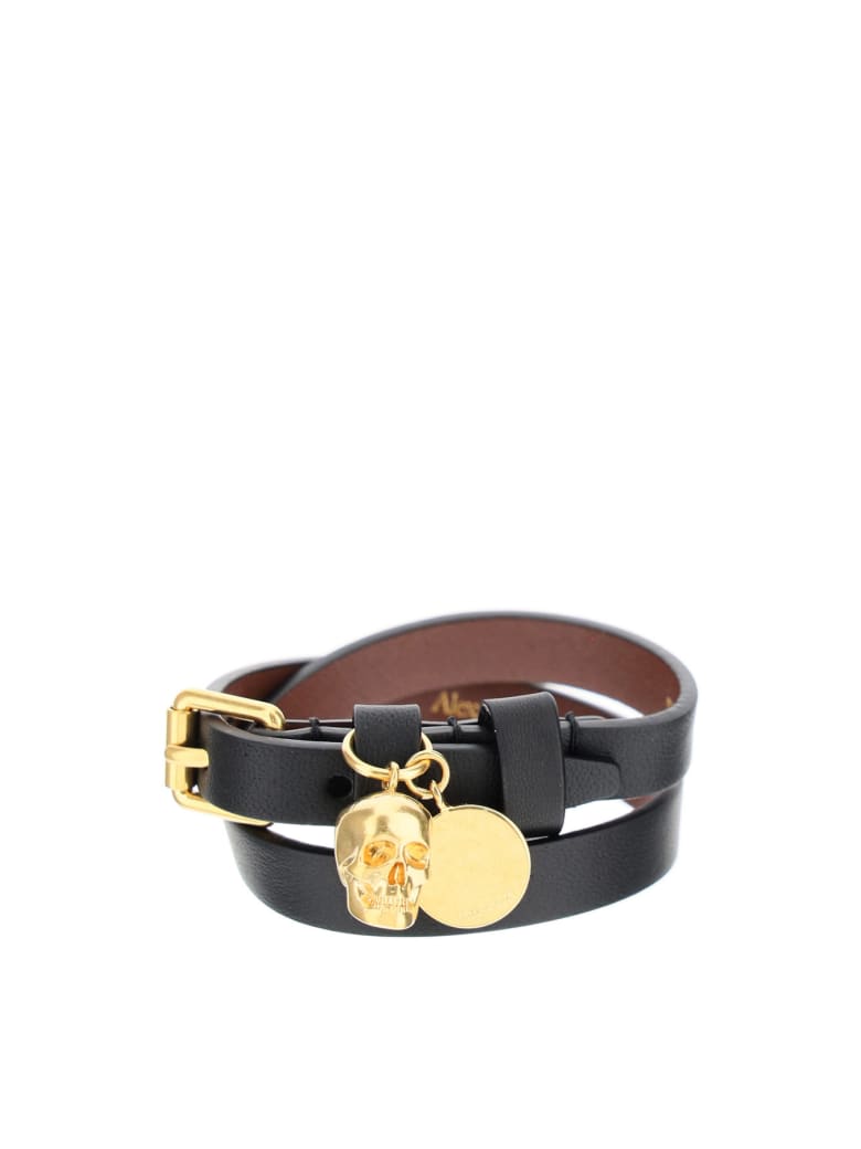Alexander McQueen Double Wrap Skull Bracelet - Black