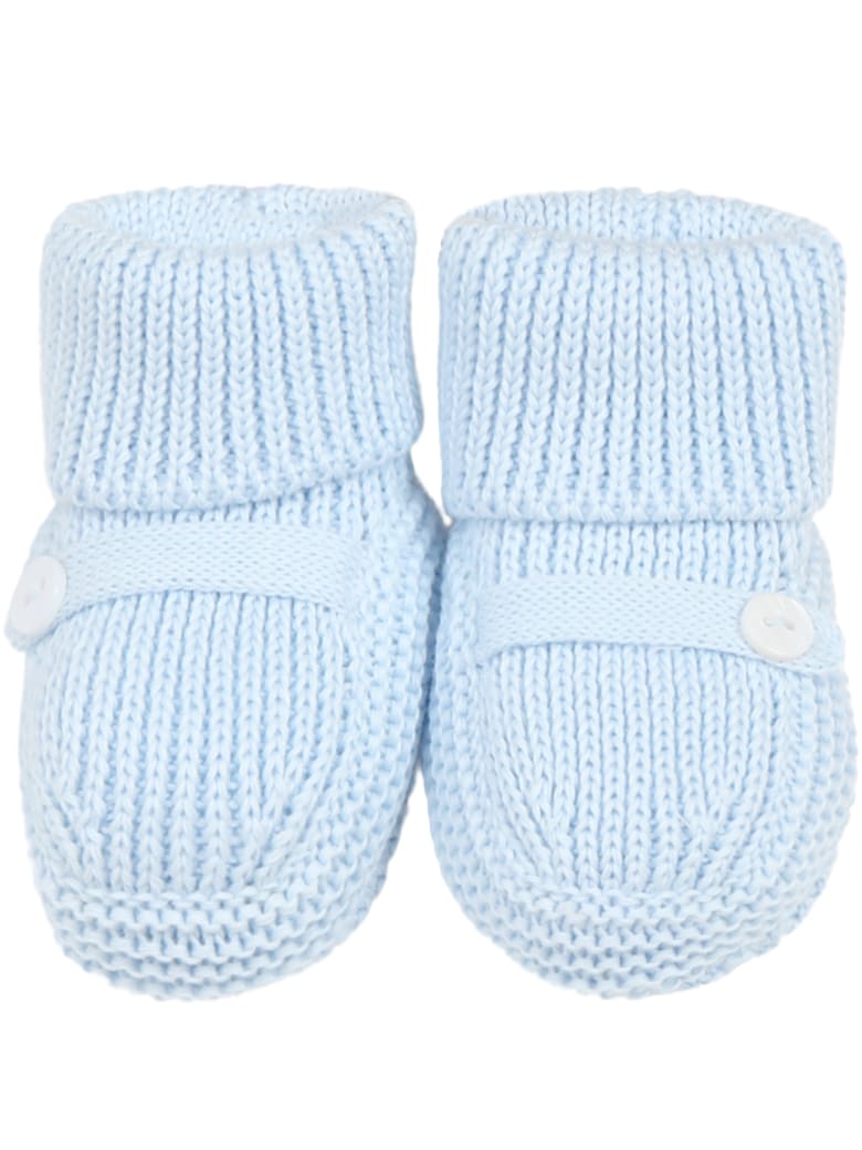 Little Bear Light Blue Baby Bootee For Babyboy - Light Blue
