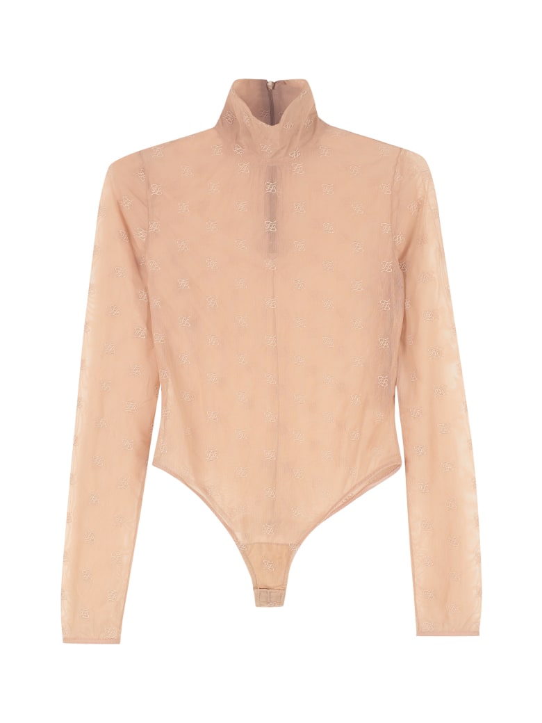 Fendi Embroidered Tulle Bodysuit - Pink