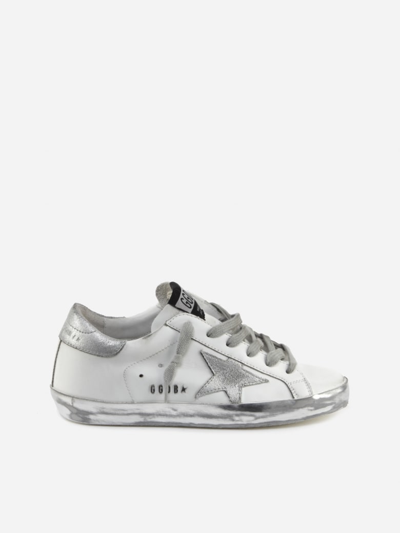Golden Goose Superstar Sneakers With Laminated Leather Details - White