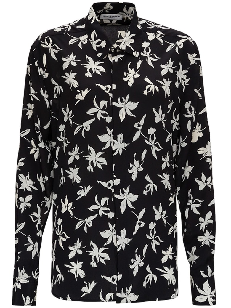 Saint Laurent Floral Silk Shirt - Noir Craie